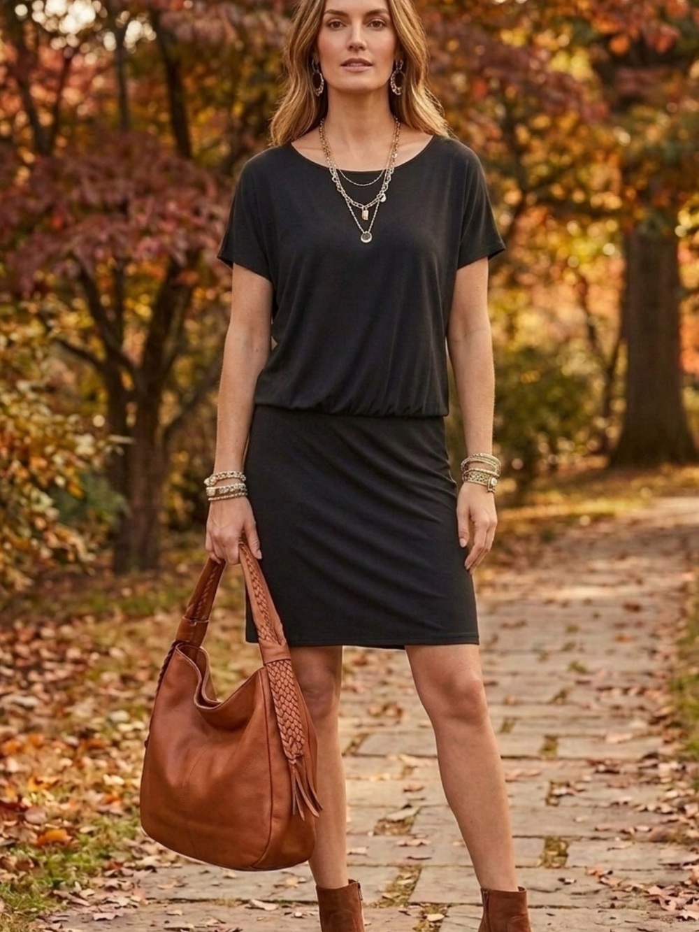Halston Black  Blouson Dress 🍁✨ Perfect Fall Transitional Piece- classic style